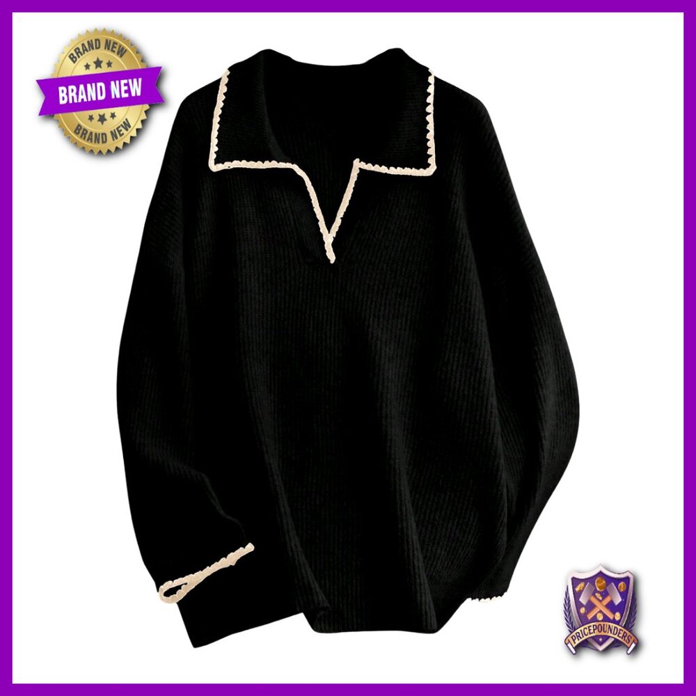 Plus Size Long Sleeve Collared Pullover Sweater S… - image 1